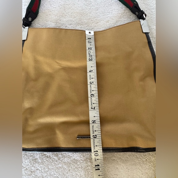 Gucci Vintage khaki brown canvas and leather trim web detail hobo. - Picture 13 of 15